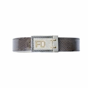 Ceinture initial en cuir lézard