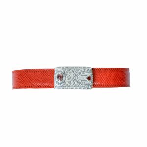 Ceinture avec pierres en cuir python