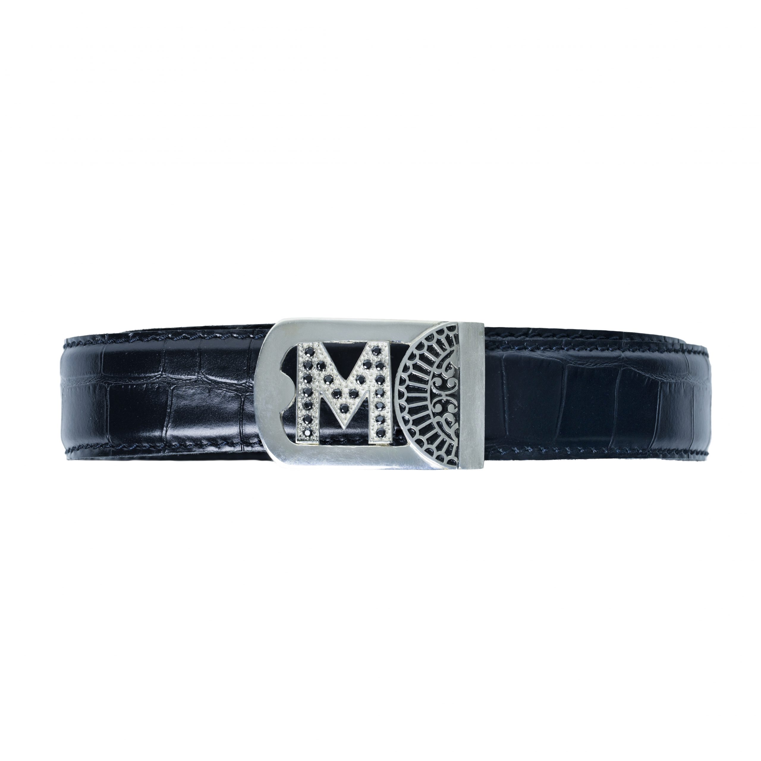 Ceinture avec initial et serti de pierres