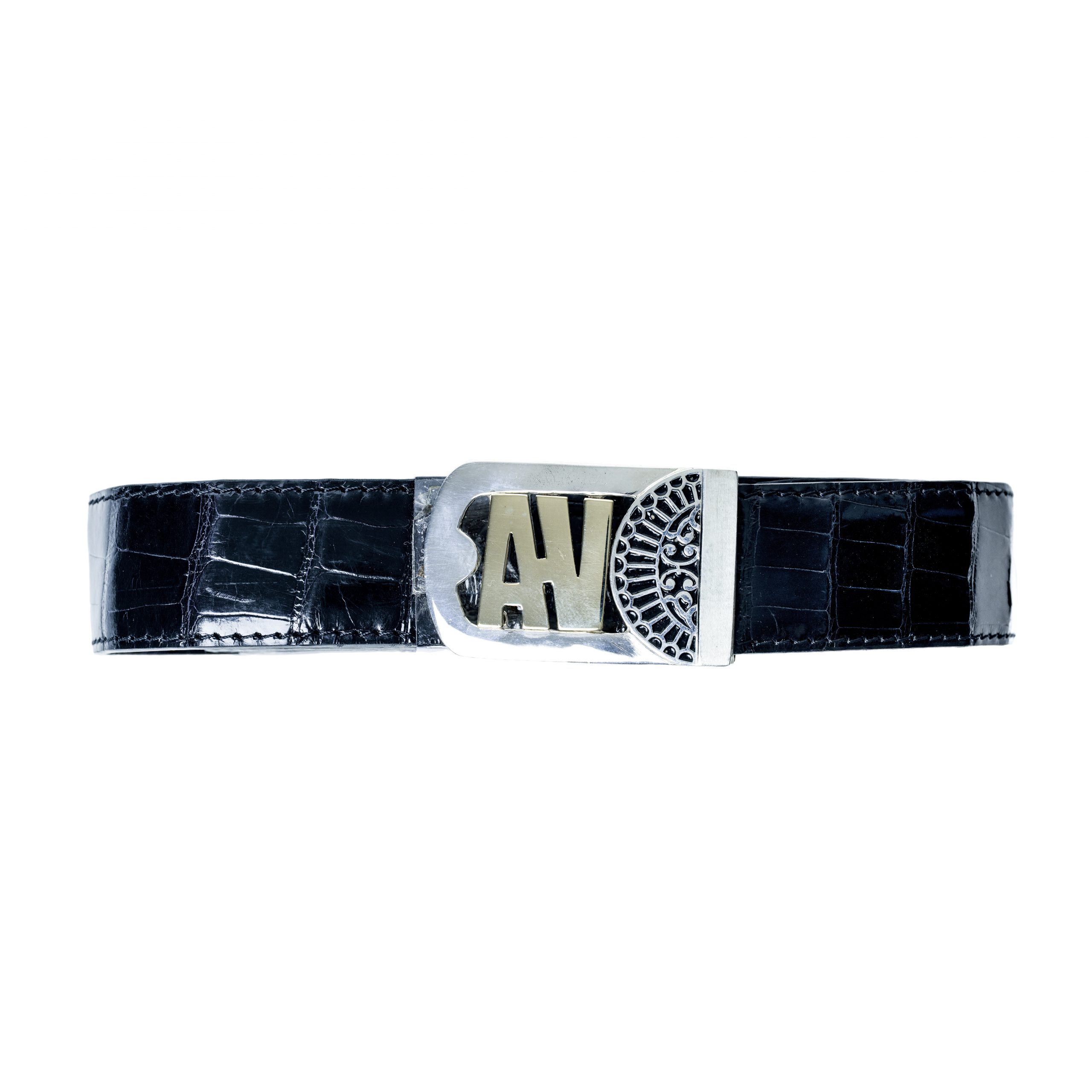 Ceinture initial en cuir croco