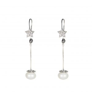 Boucle d'oreille etoile perle