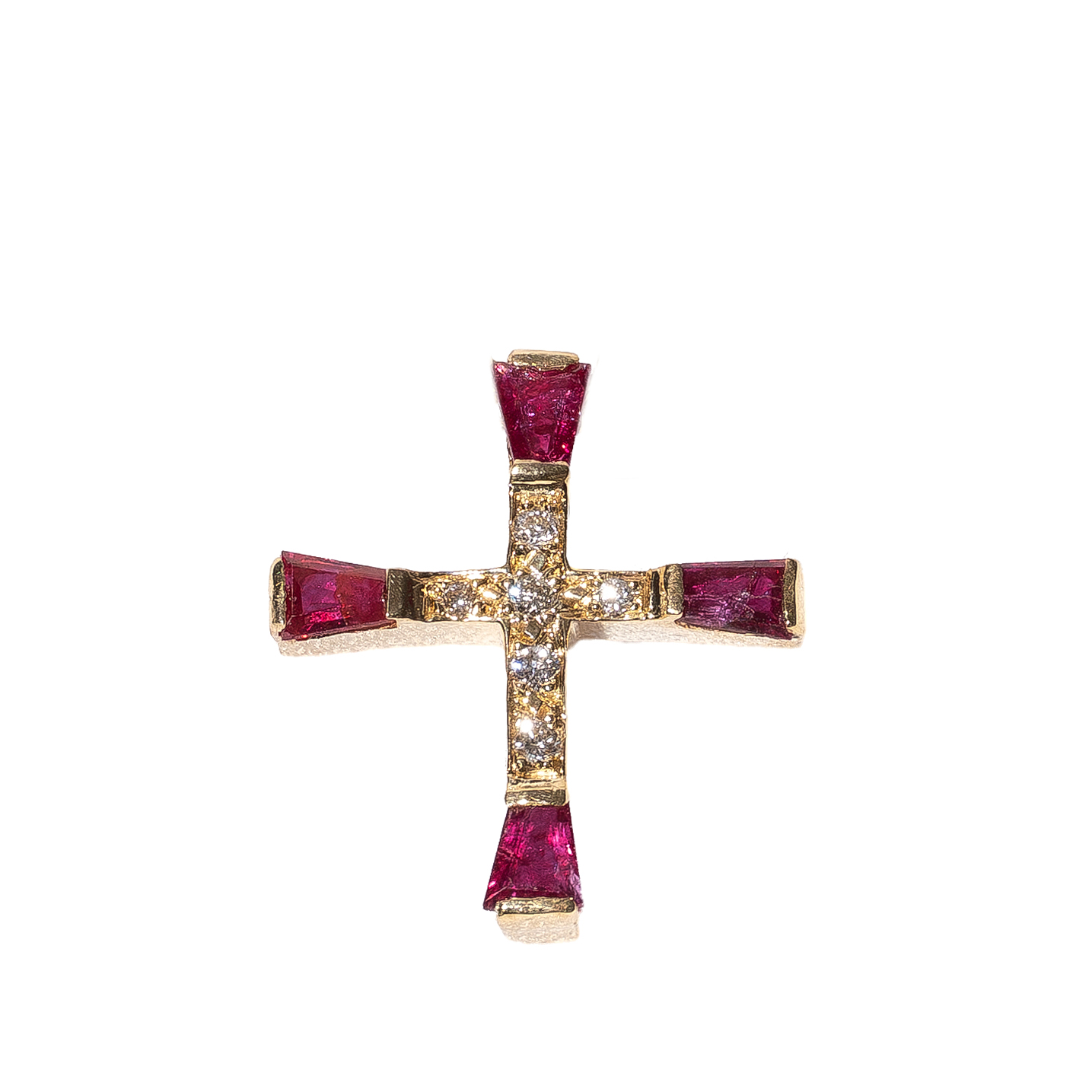 Croix pendentif sertie de rubis