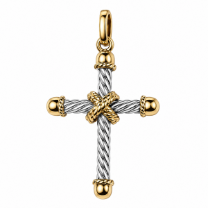Croix pendentif or et argent