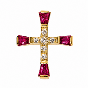 Croix pendentif sertie de rubis
